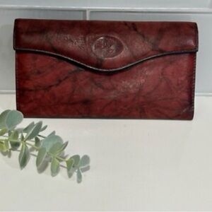 Vintage Buxton Top Grain Cowhide Leather Organizer Clutch Wallet Burgundy Pretty